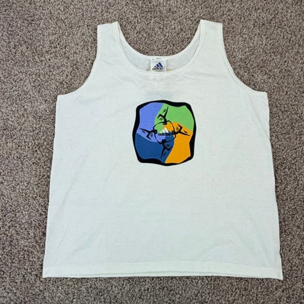 adidas Running Tee White Women's Medium Matisse-Inspired Graphic Vintage 90s NWT
